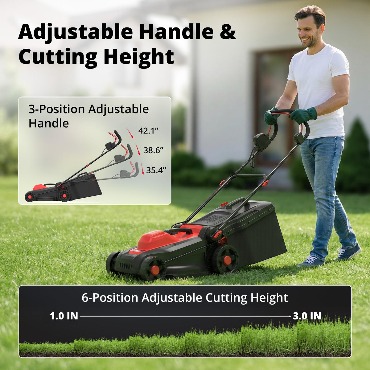 14" 2IN1 Corded Electric Lawn Mower with 10-Gallon Collection Bag S421