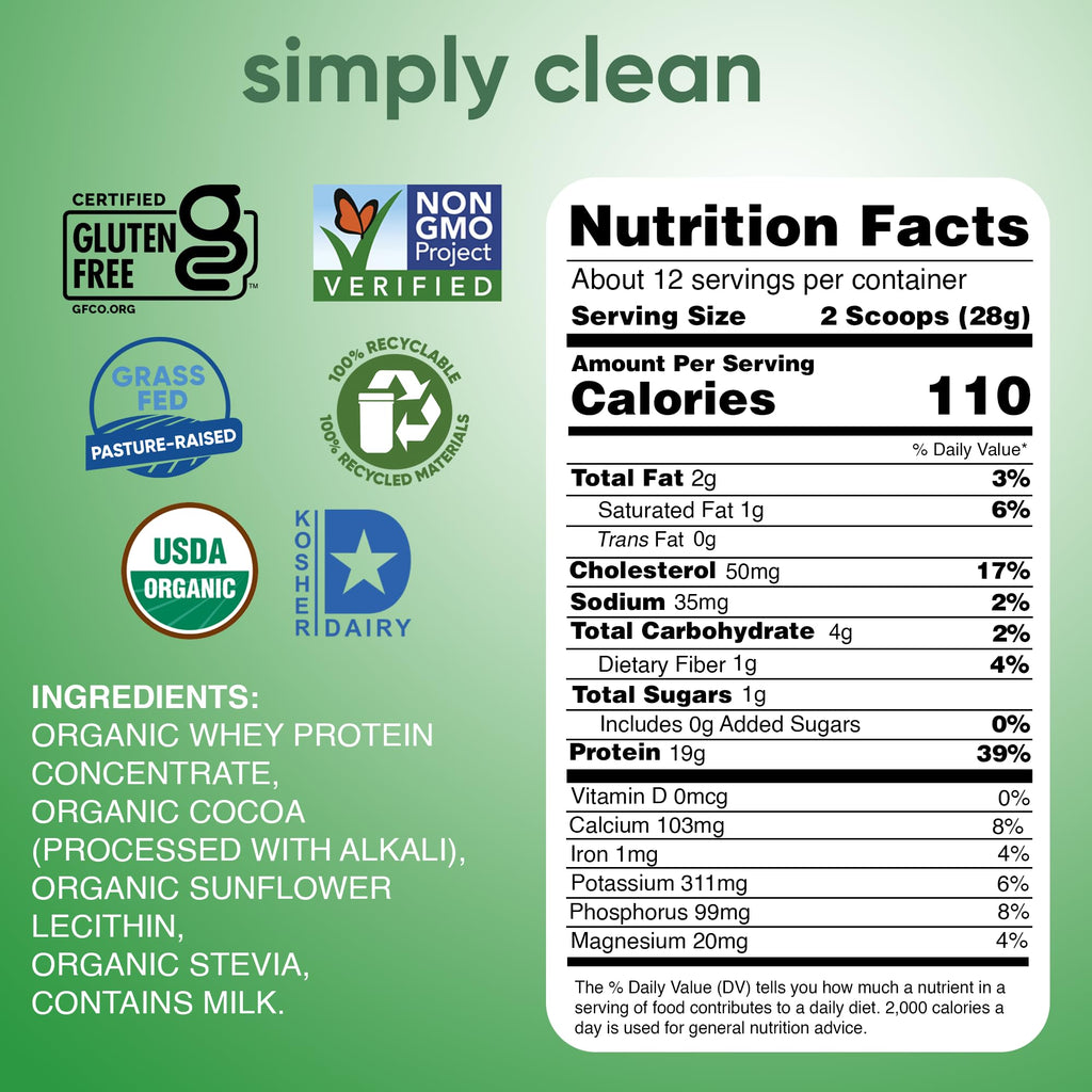 Organic Whey Protein Powder Dark Chocolate 12 Oz X2323