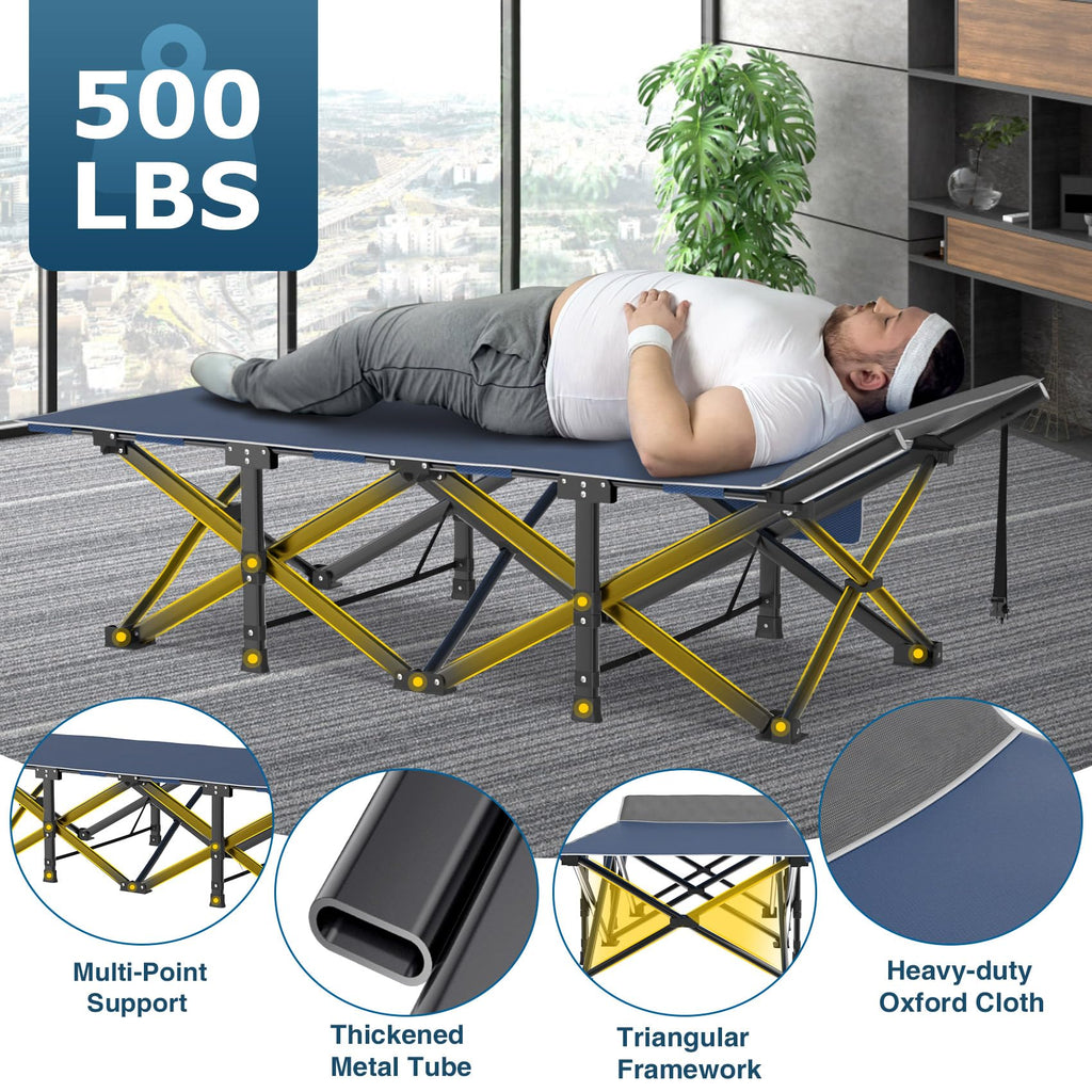 Oversized XXL Folding Camping Cot with Mattress and Pillow E8686