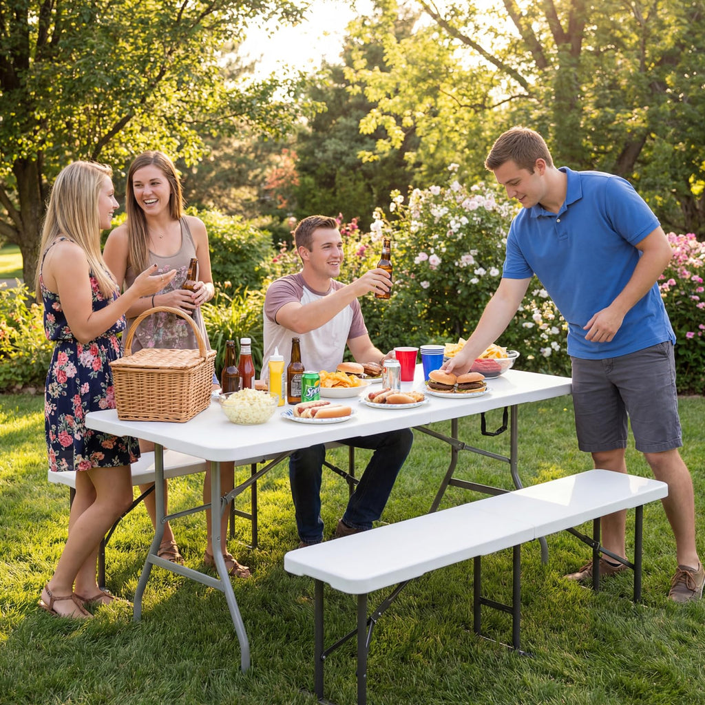 6ft White Folding Table L5847