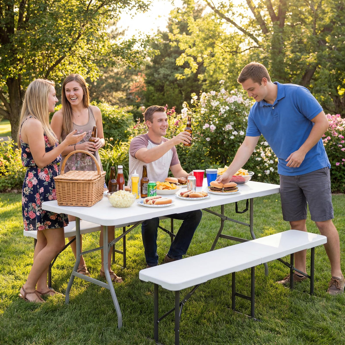 6ft White Folding Table L5847