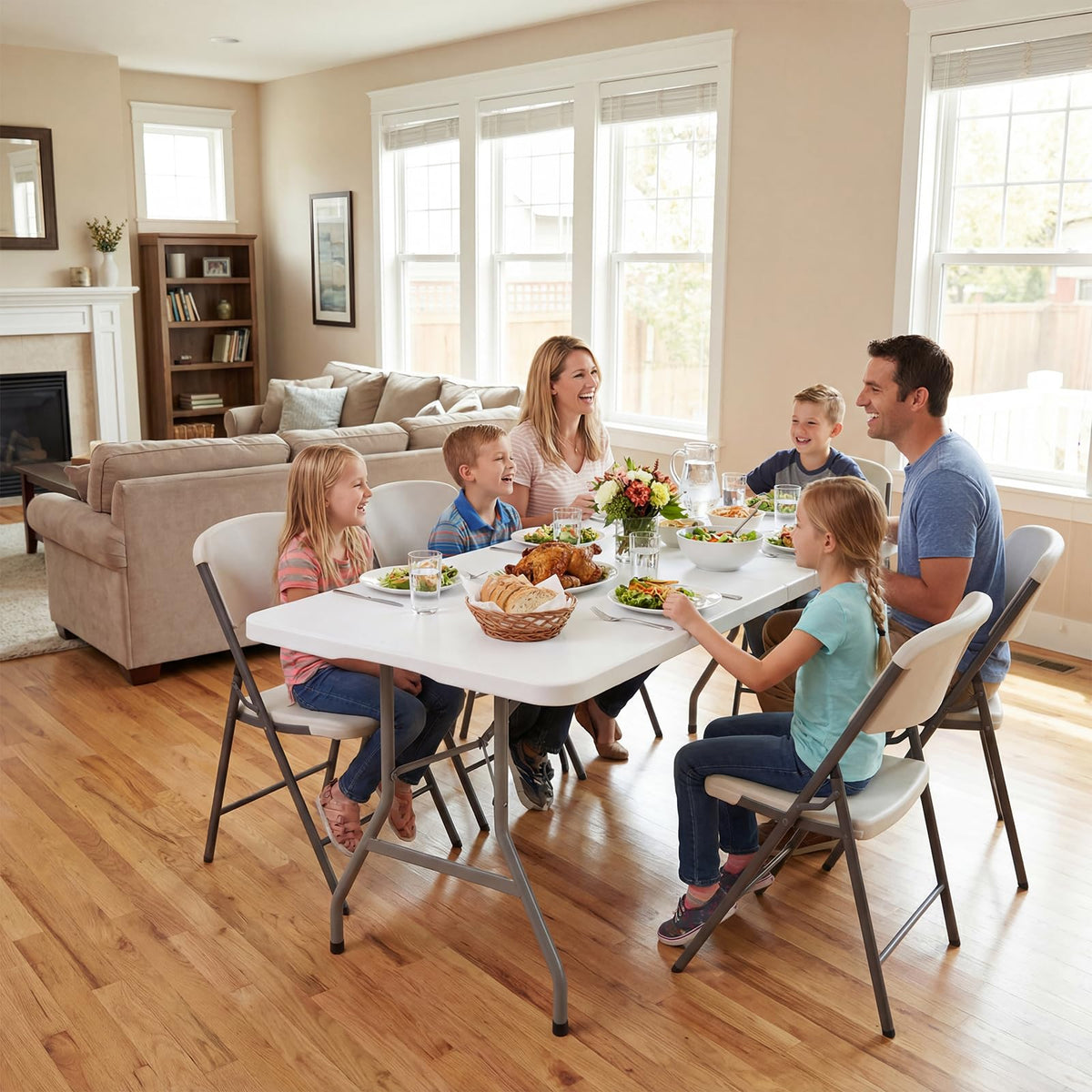 6ft White Folding Table L5847