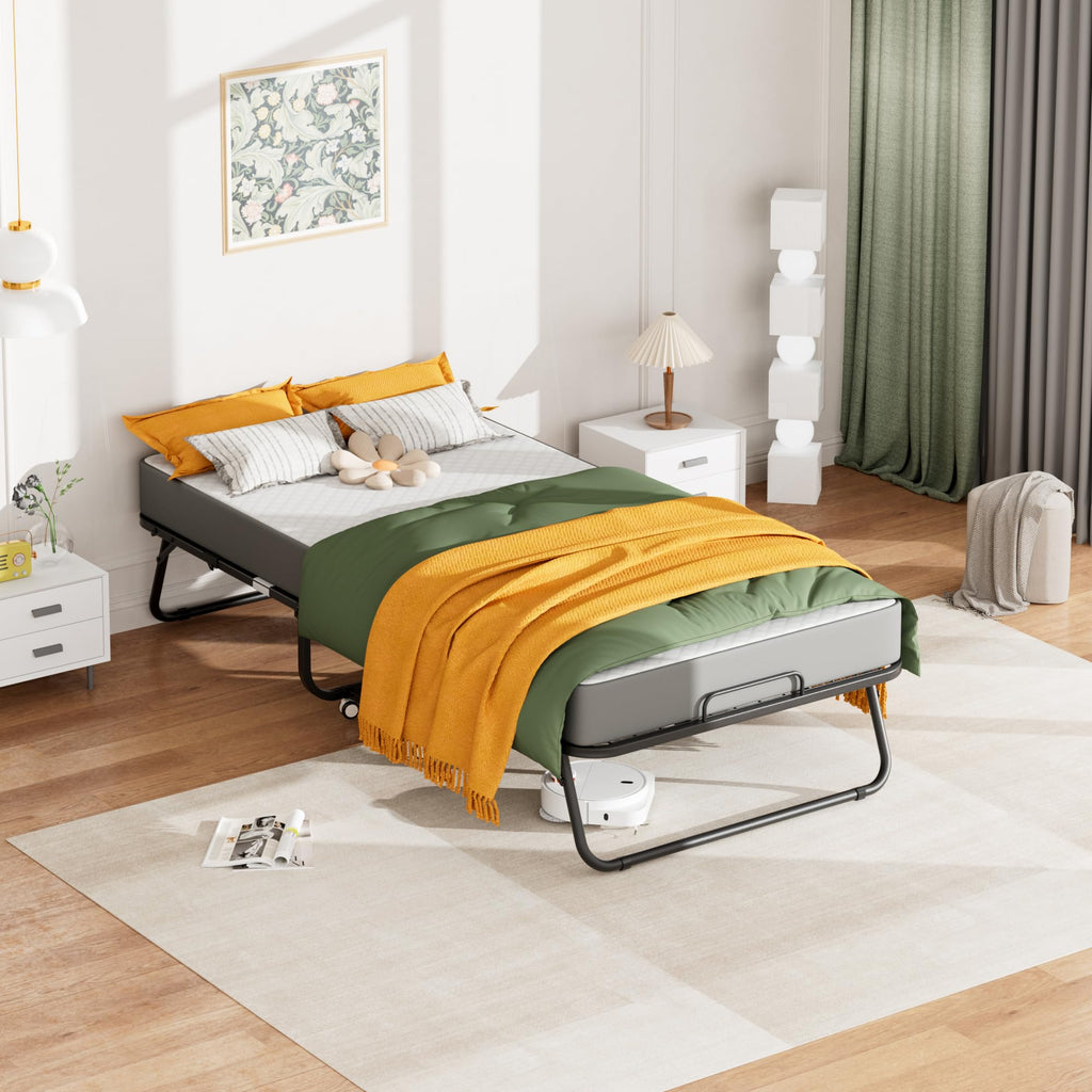 Folding Bed with 5 Inch Mattress, Twin Size M73035