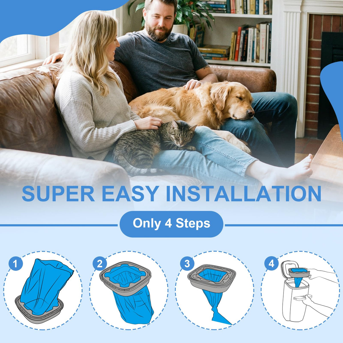 Dog Cat Poop Litter Bags 4 Pack Refill Bags E350431