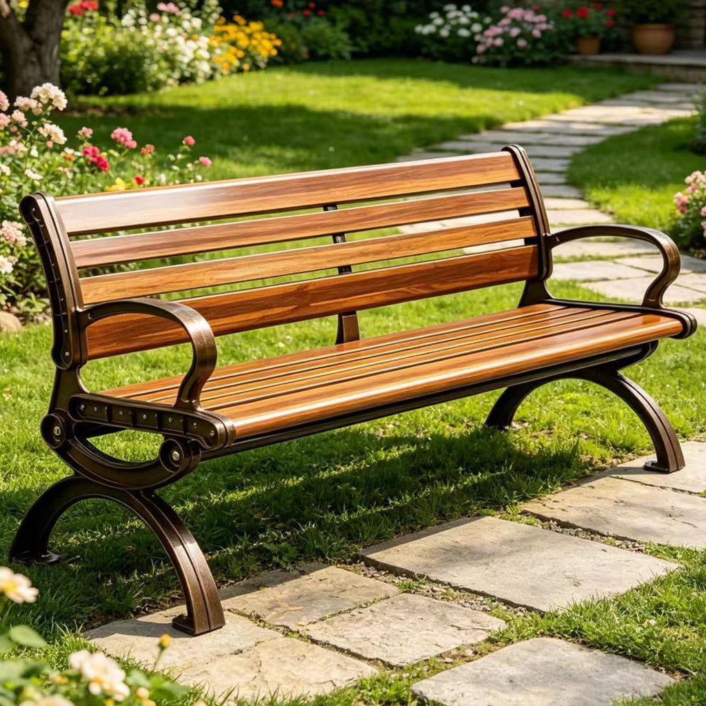 70" Aluminum Alloy Outdoor Bench with Armrest G507602