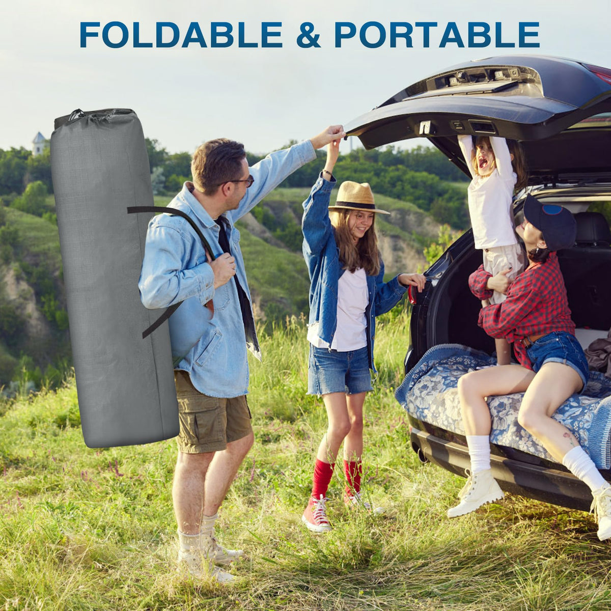 Oversized XXL Folding Camping Cot with Mattress and Pillow E8686