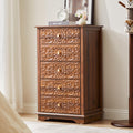 5 Drawer Narrow Wooden Dresser with Gold Handles N829