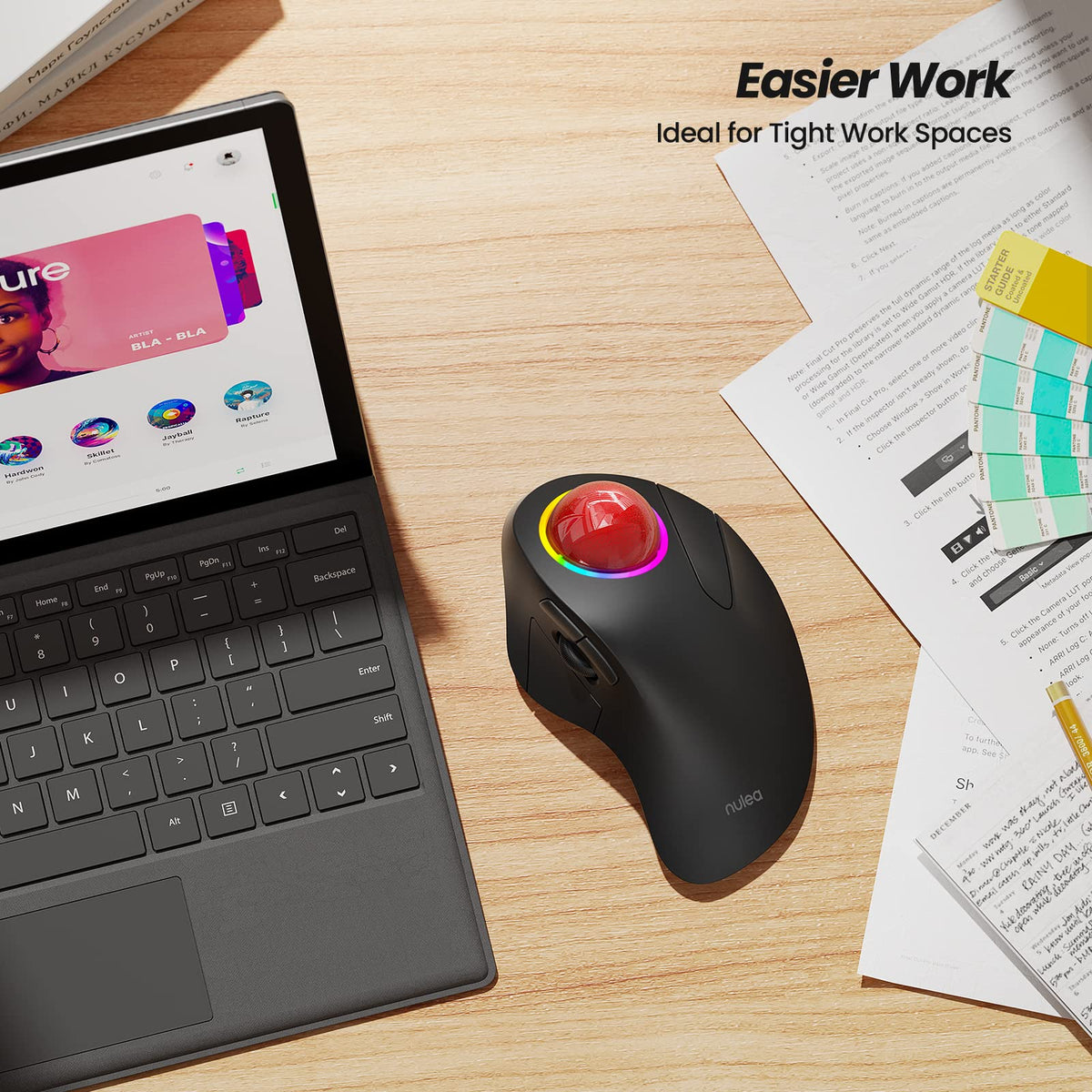 Wireless Ergonomic RGB Trackball Mouse R8265