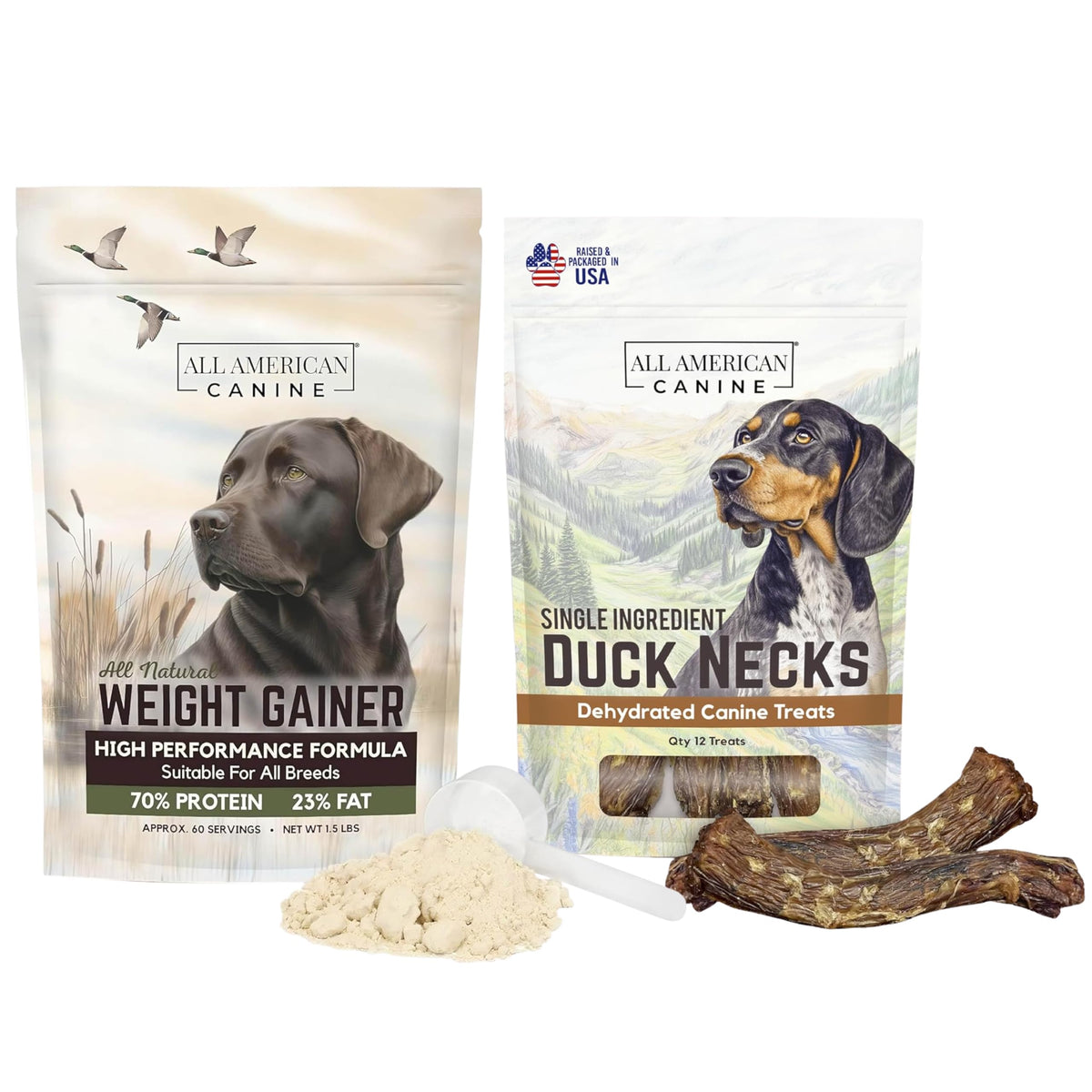 Dog Weight Gainer Powder & 12 Duck Necks Bundle I23390