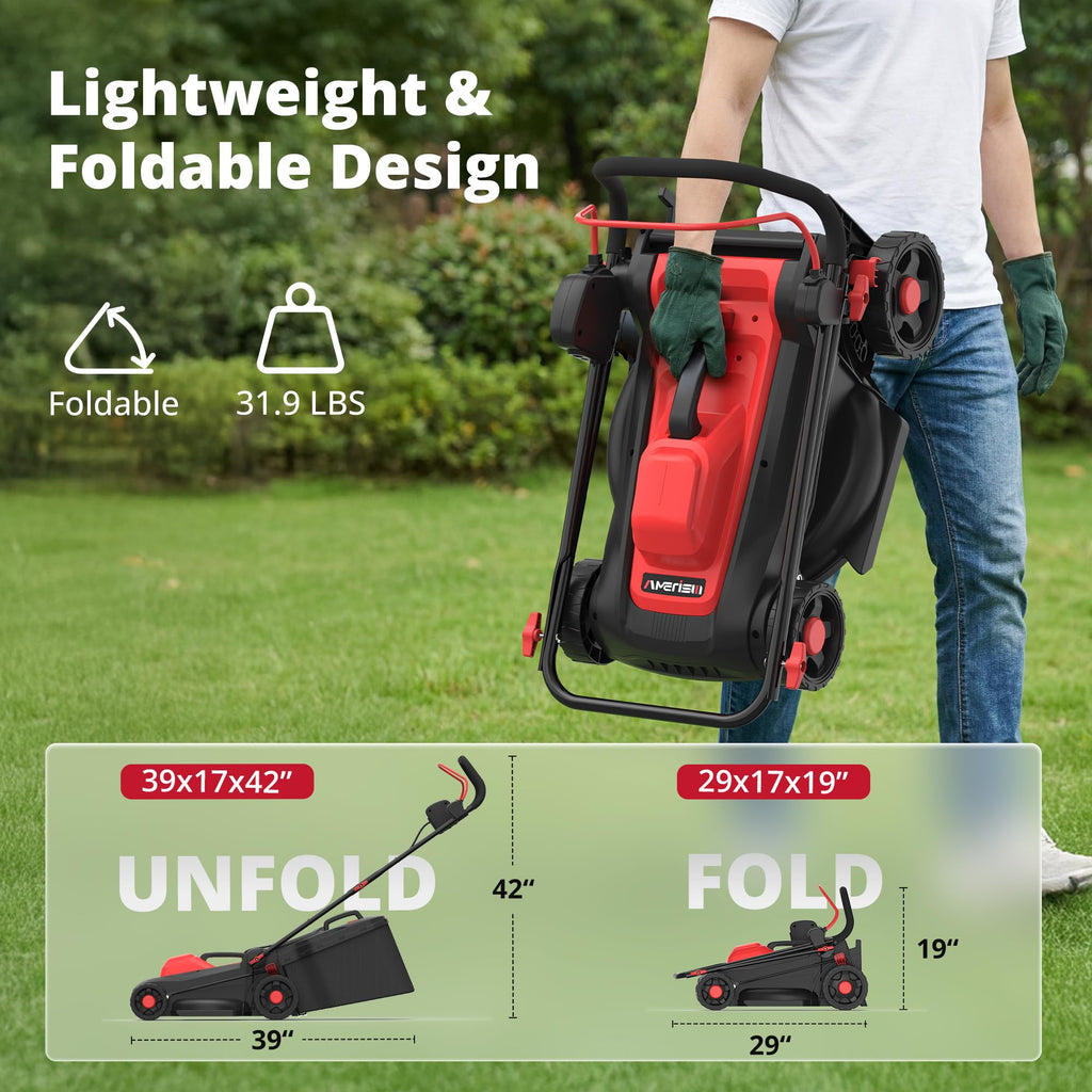 14" 2IN1 Corded Electric Lawn Mower with 10-Gallon Collection Bag S421