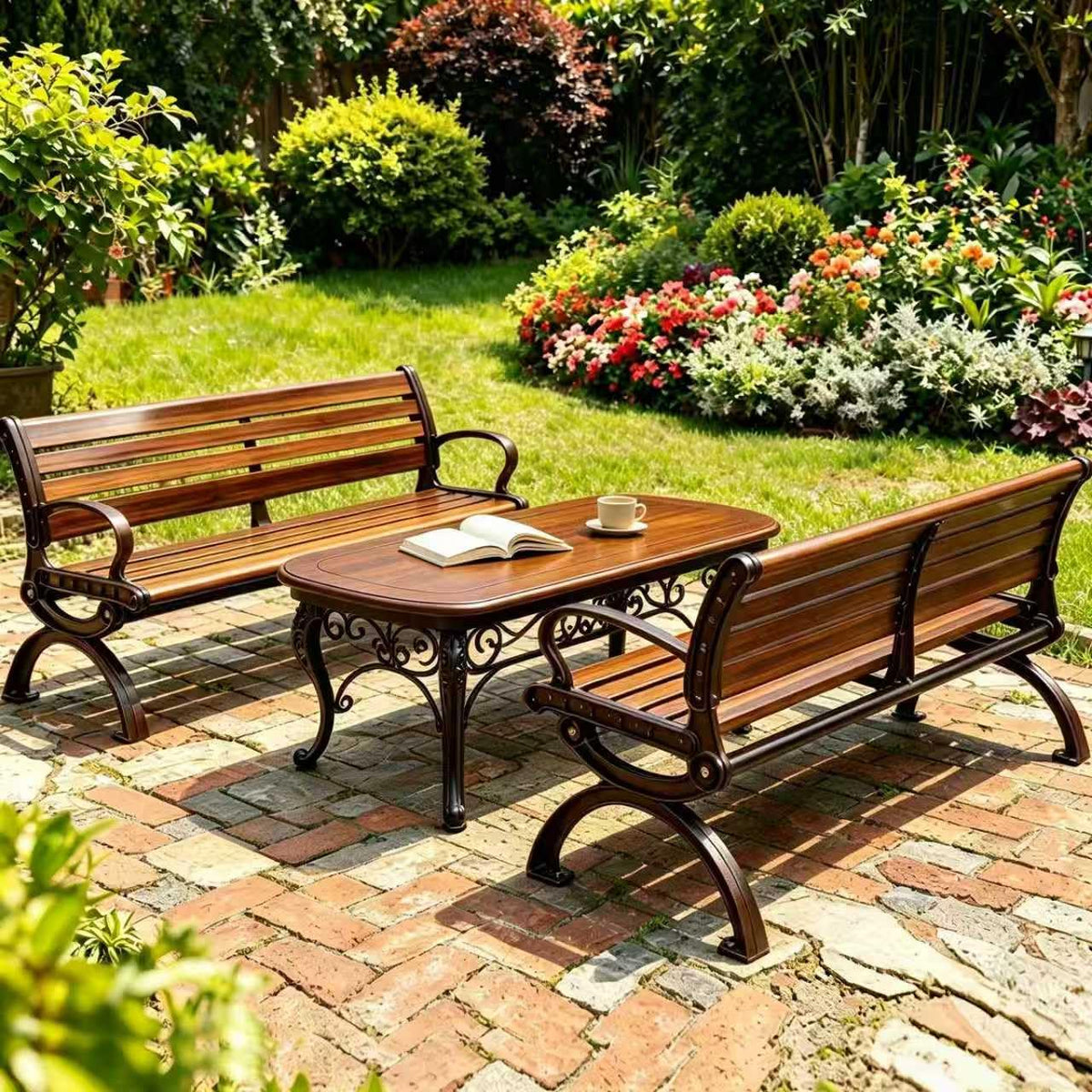 70" Aluminum Alloy Outdoor Bench with Armrest G507602
