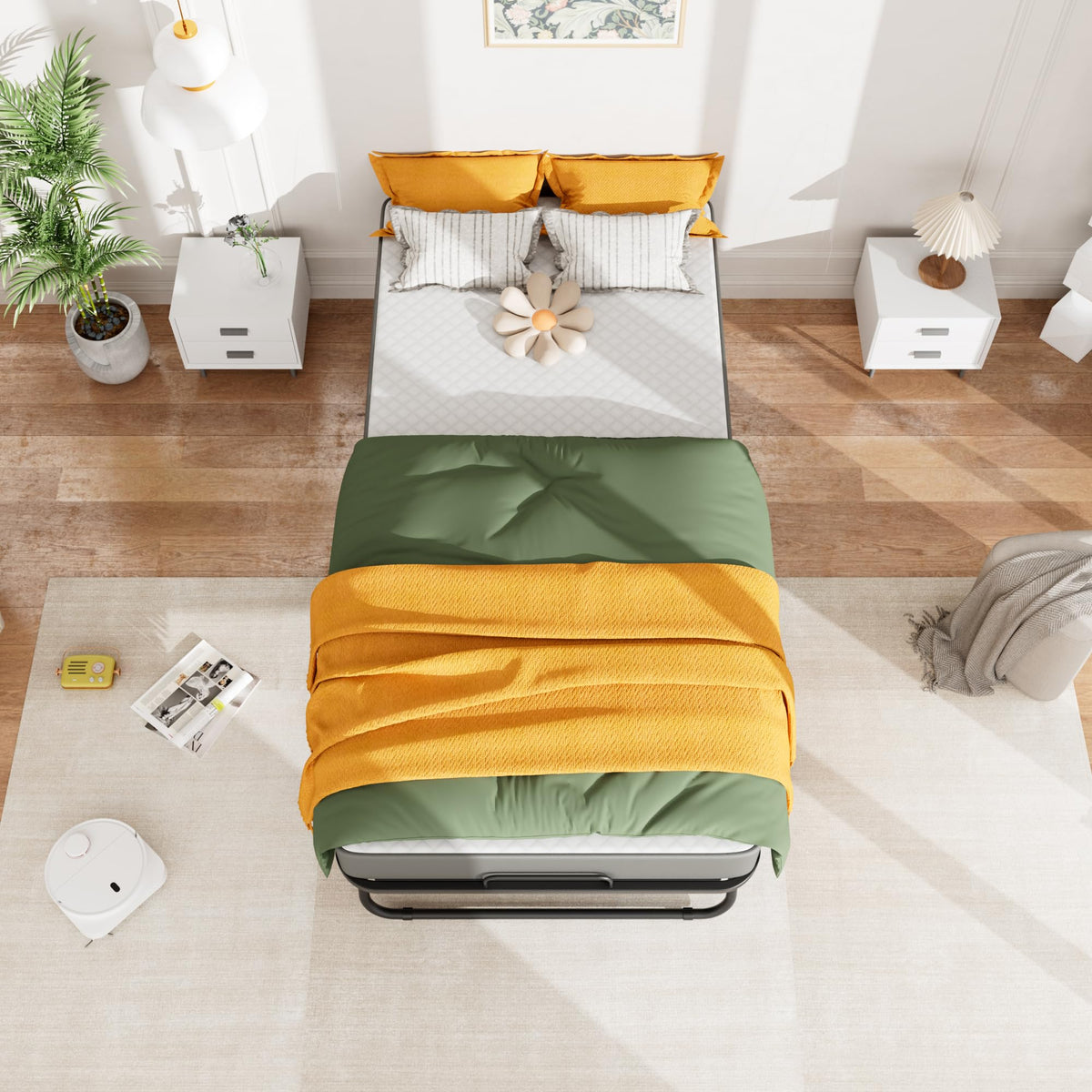Folding Bed with 5 Inch Mattress, Twin Size M73035