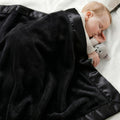 Fleece Baby Blanket with Satin Trim Black 30''x40'' X1585
