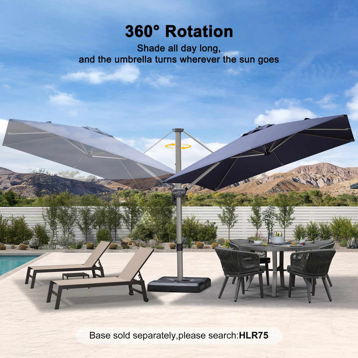 Navy Blue 9' x 9' Cantilever Umbrella P4643