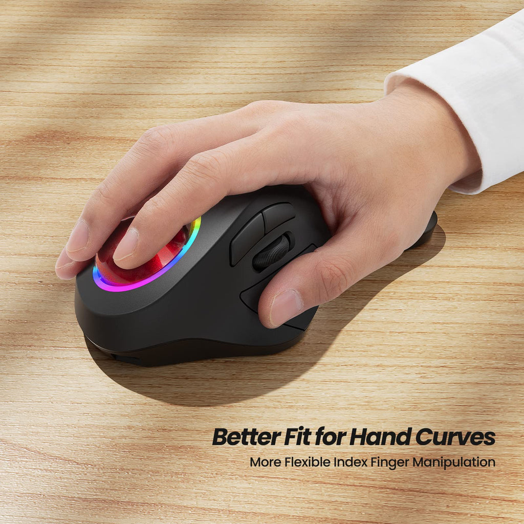 Wireless Ergonomic RGB Trackball Mouse R8265