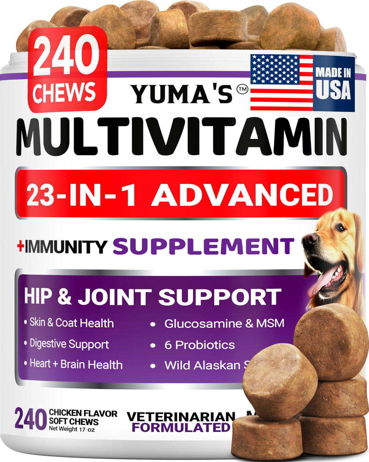 Dog Multivitamin with Glucosamine, 240 Treats Z967491