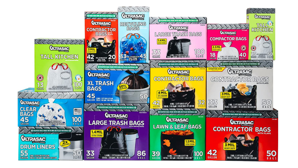 39 Gallon Black Yard Cleanup Bags 100 Count with Ties Q110966