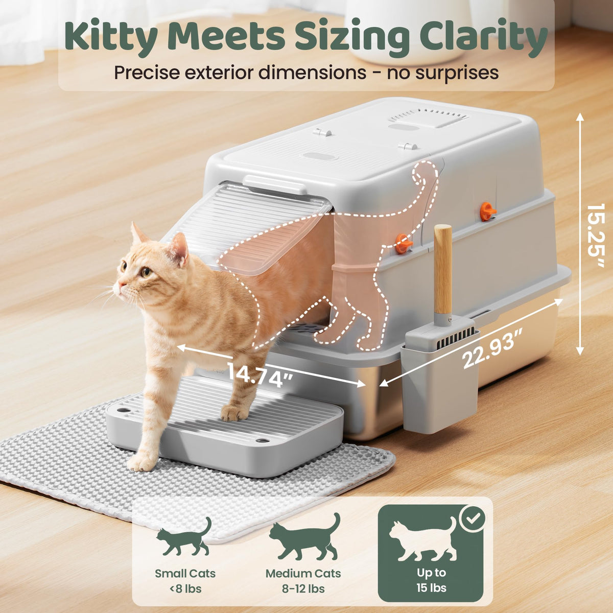 XL Stainless Steel Enclosed Litter Box with Lid J986267