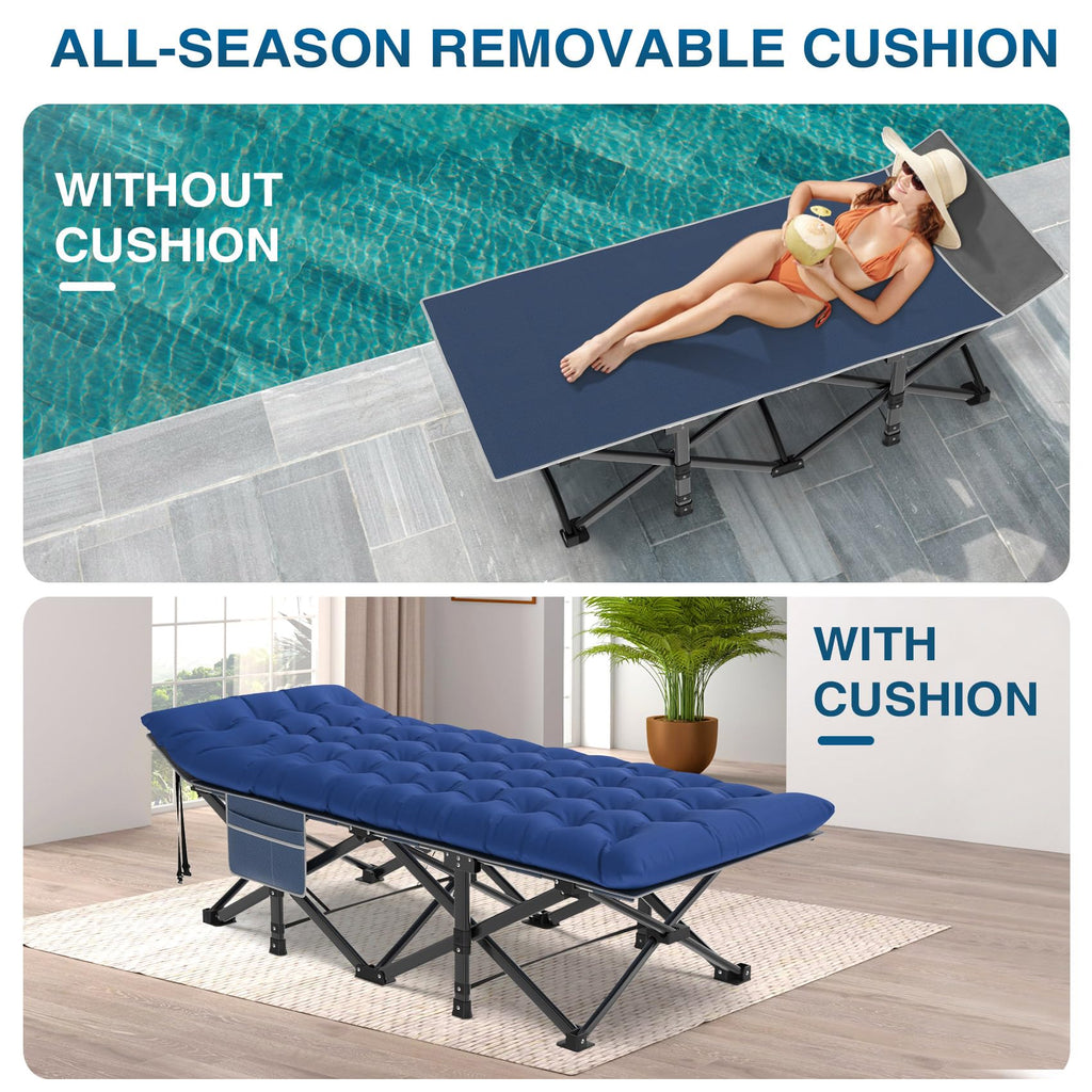 Oversized XXL Folding Camping Cot with Mattress and Pillow E8686