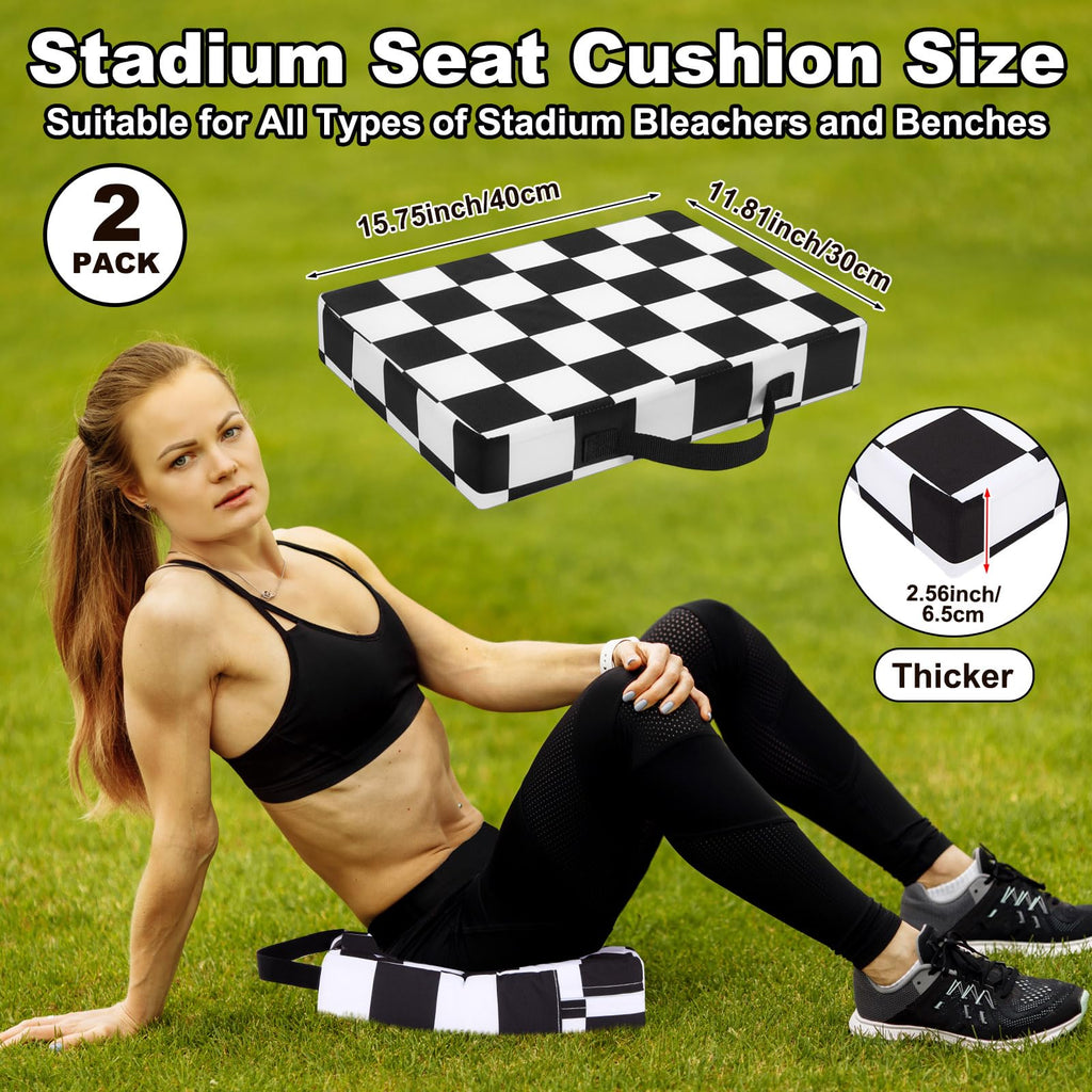2 Pcs Extra Thick Portable Water-Repellent Stadium Seat Cushions with Handle P77133