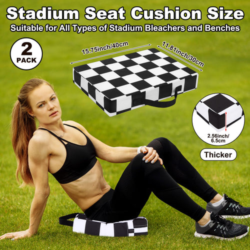 2 Pcs Extra Thick Portable Water-Repellent Stadium Seat Cushions with Handle P77133