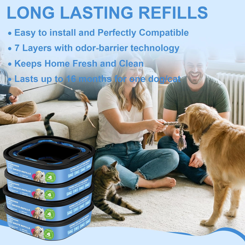 Dog Cat Poop Litter Bags 4 Pack Refill Bags E350431