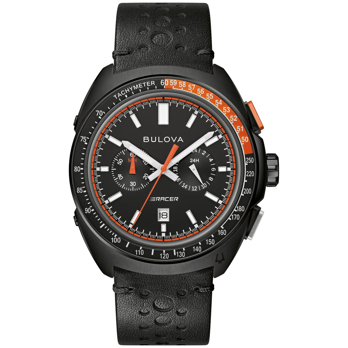 Black Leather Chronograph Watch 42mm X360