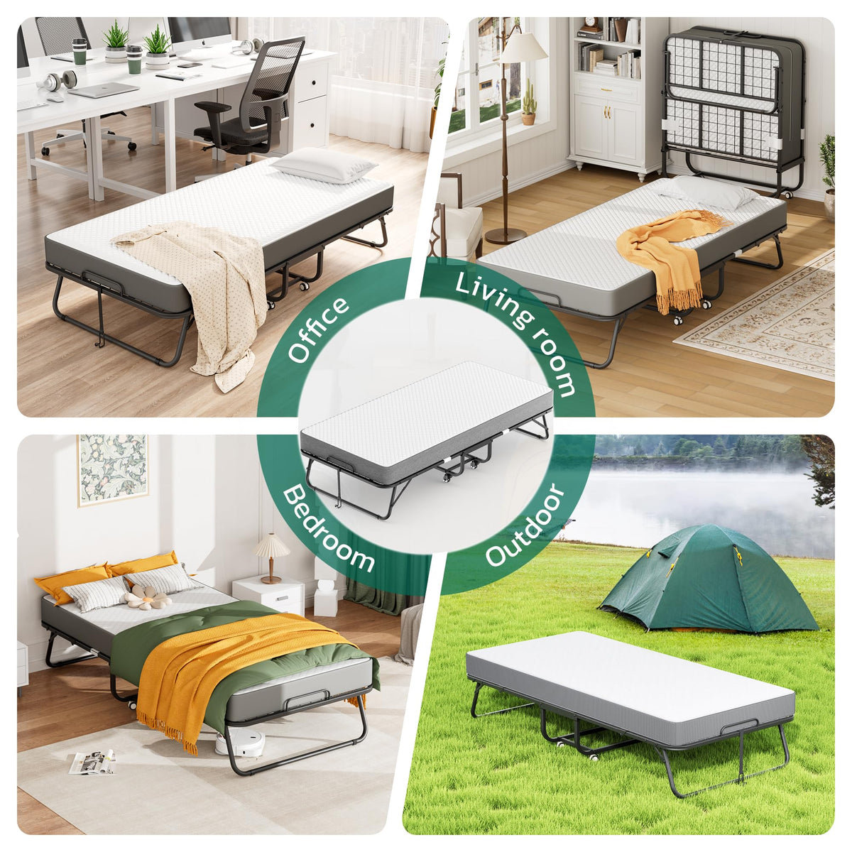 Folding Bed with 5 Inch Mattress, Twin Size M73035