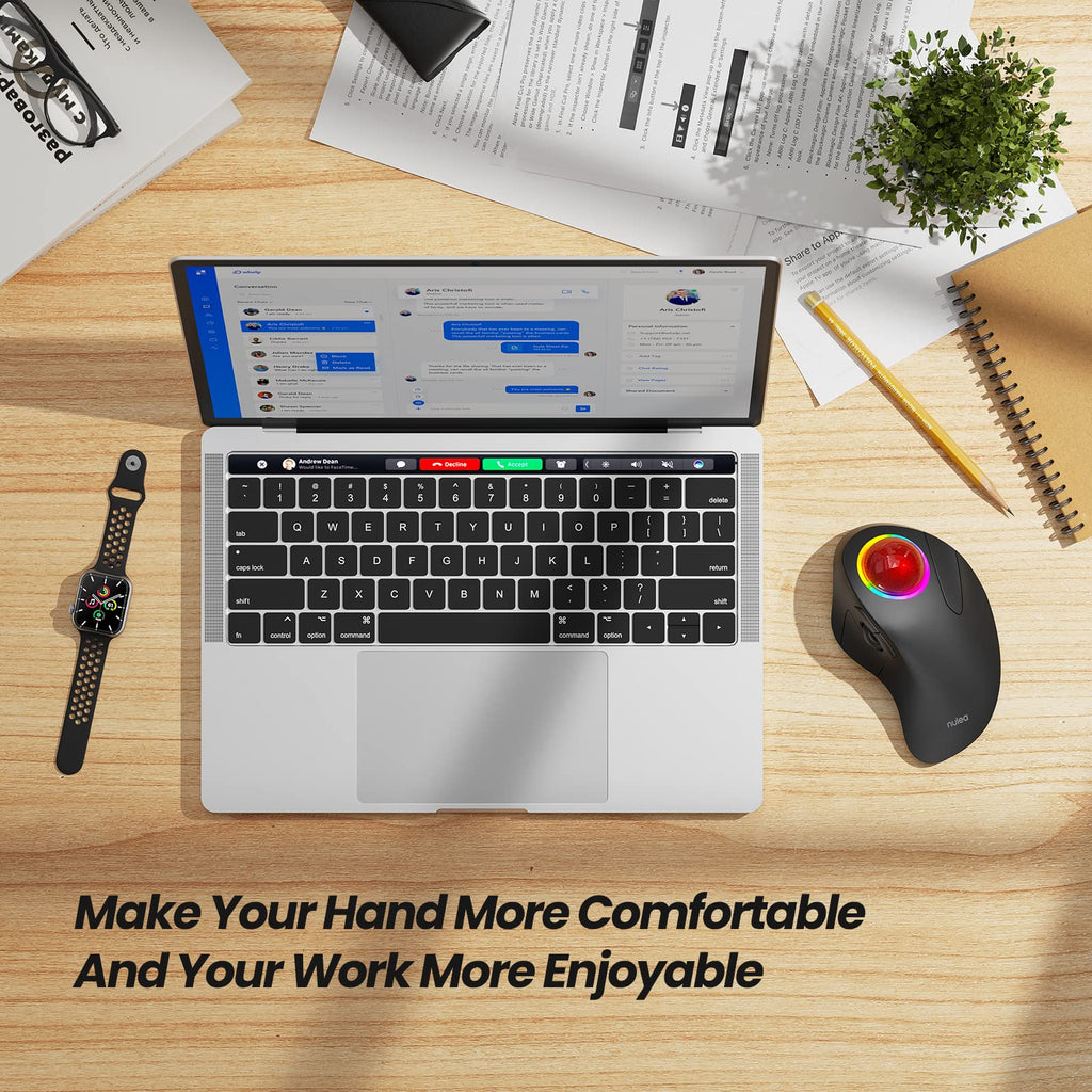 Wireless Ergonomic RGB Trackball Mouse R8265