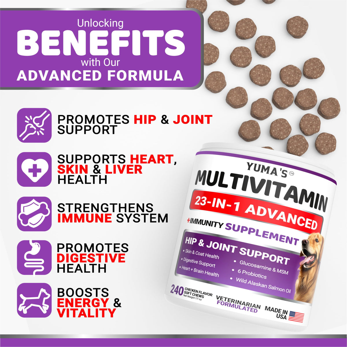 Dog Multivitamin with Glucosamine, 240 Treats Z967491