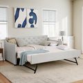 Beige Fabric Upholstered Twin Size Daybed with Pop up Trundle Q925