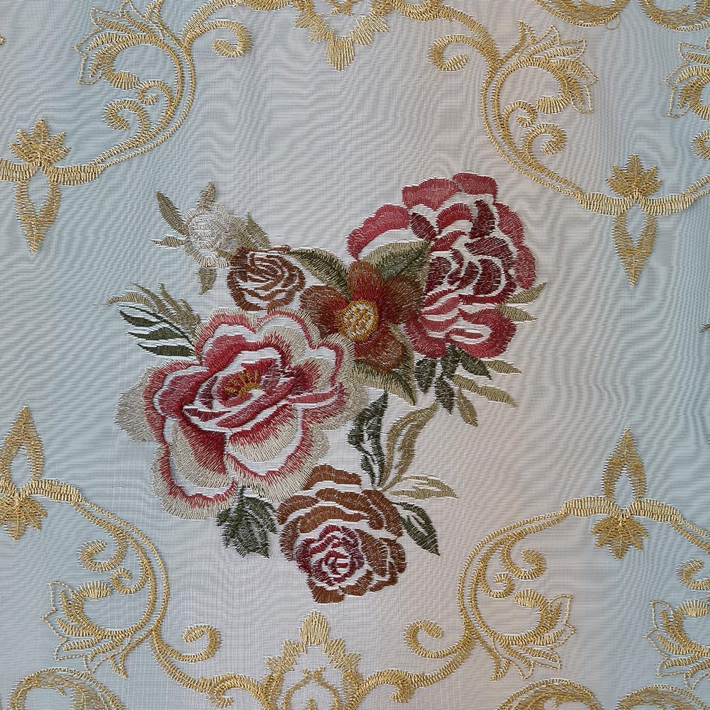 Embroidered Sheer Curtains with Floral Patterns 100"W x 84"L K87171