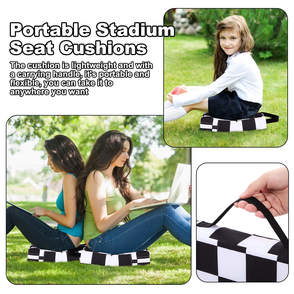 2 Pcs Extra Thick Portable Water-Repellent Stadium Seat Cushions with Handle P77133