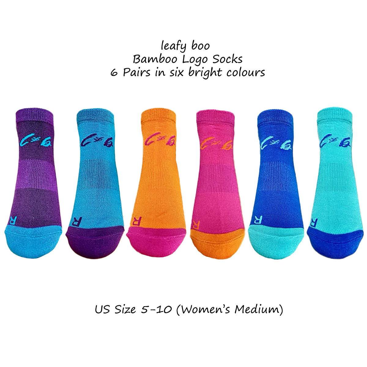 Bamboo Low Cut Running Socks for Women, Size 5-10, Pack of 6 Pairs R481