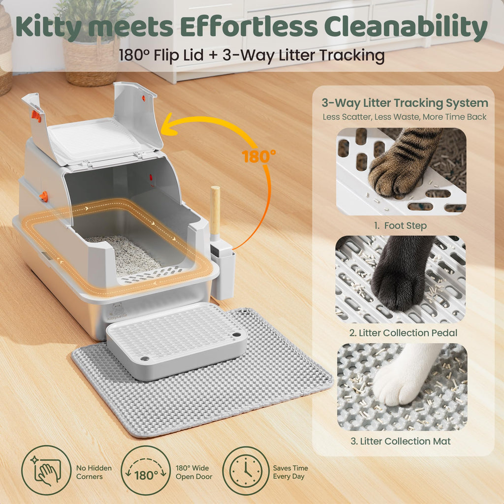 XL Stainless Steel Enclosed Litter Box with Lid J986267