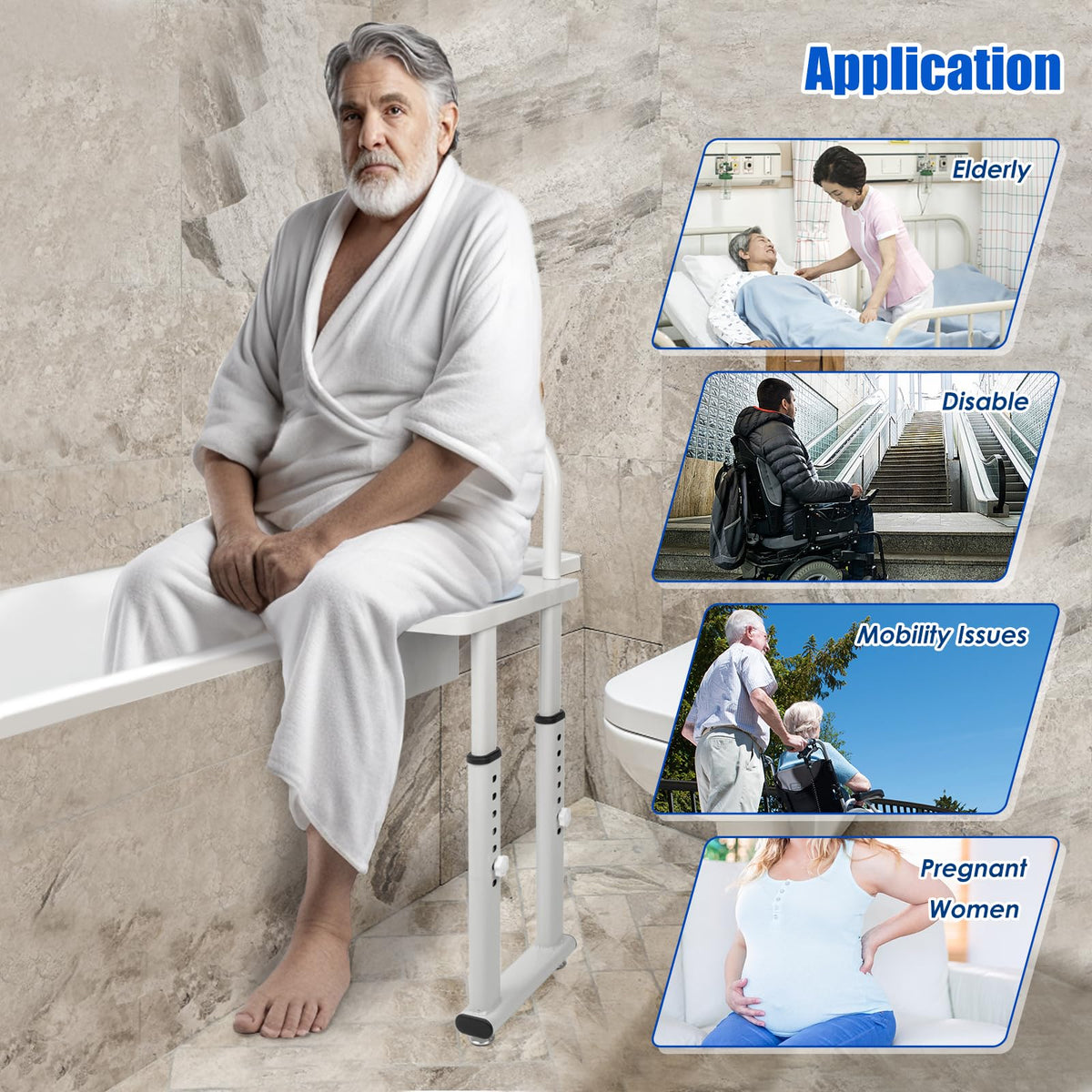 Heavy Duty Height Adjustable Shower Transfer Chair with Handrail N290