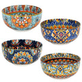 Set of 4 34oz Bohemian Ceramic Bowls Q112