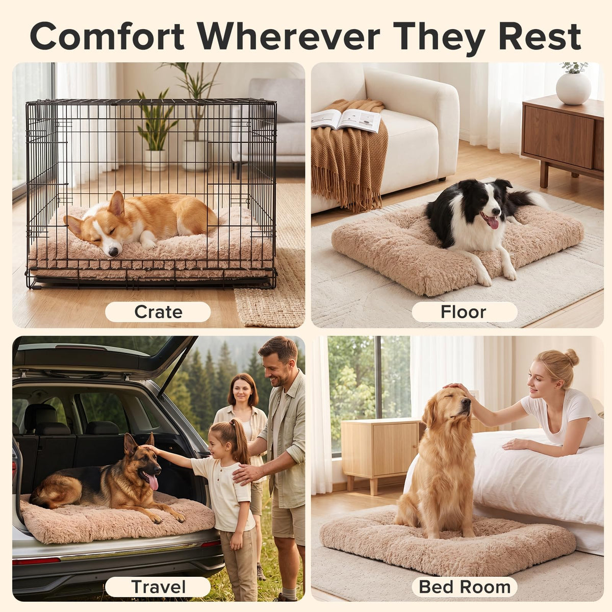 Large Washable Plush Dog Bed Crate Pad Z4358