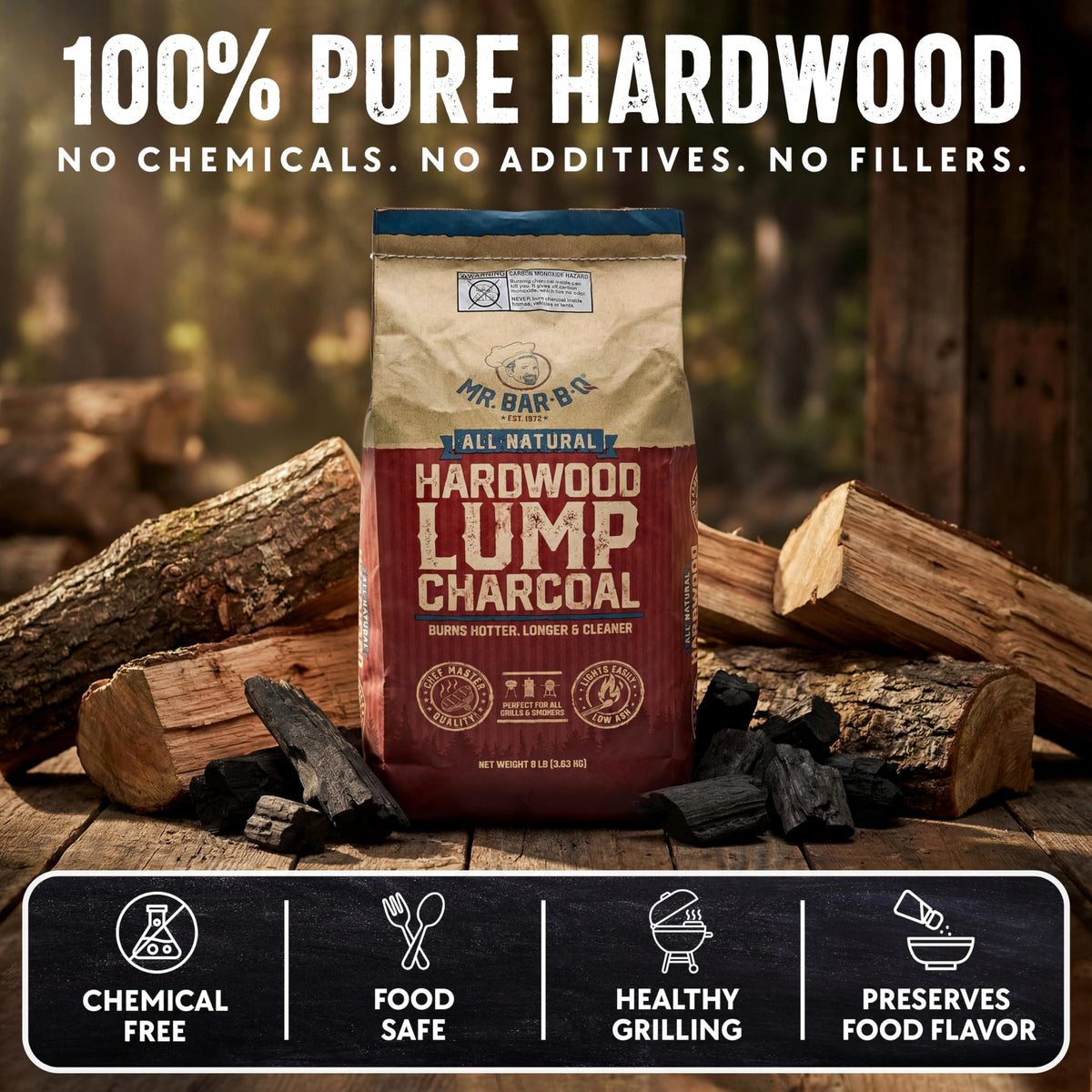 8 LB. All Natural Hardwood Lump Charcoal V4302