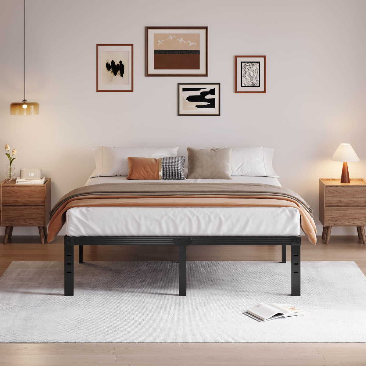 Black 18" Metal Queen Bed Frame K4141
