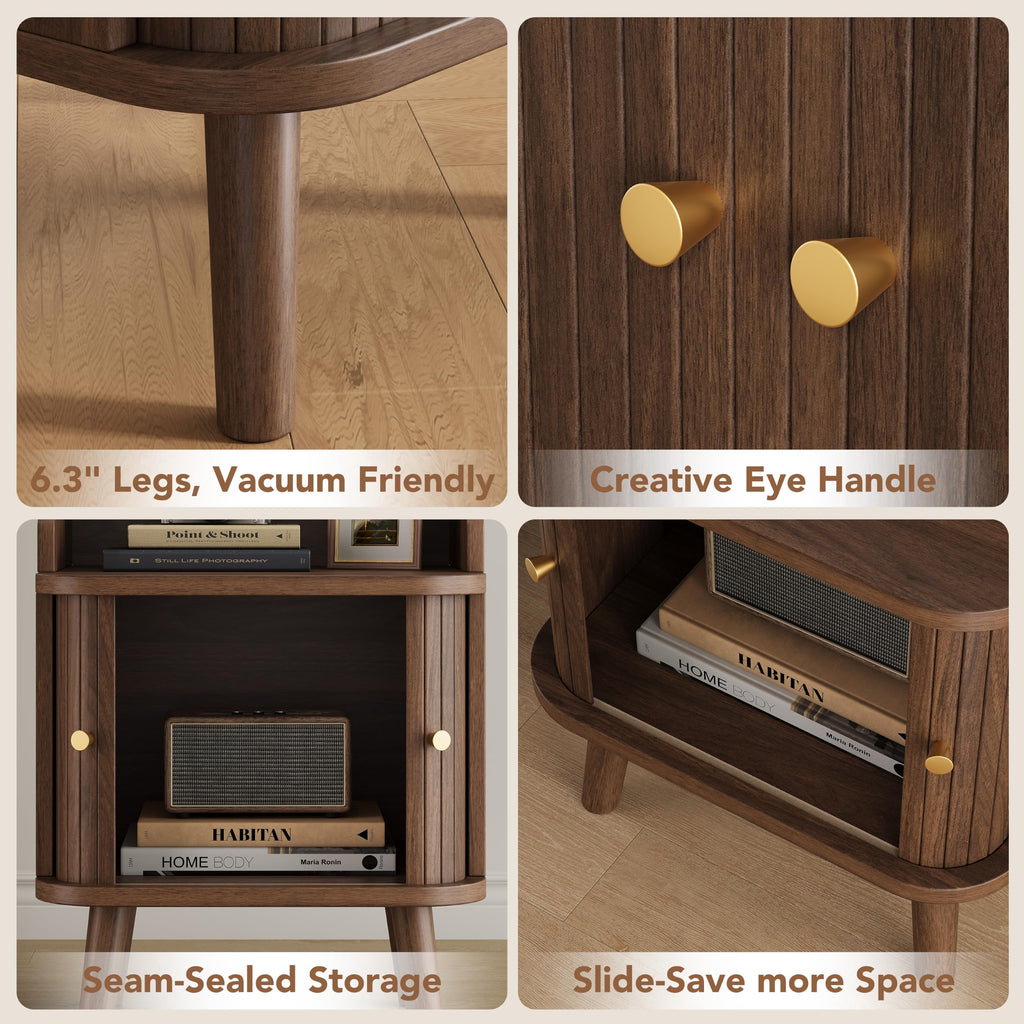 Mid Century Modern Nightstand Set of 2 with Charging Station Y97779