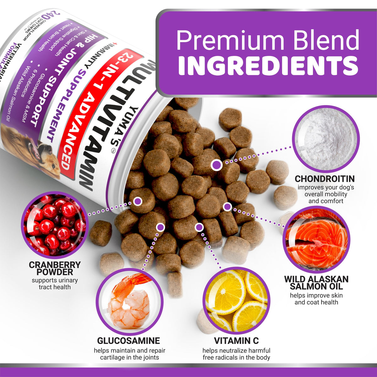 Dog Multivitamin with Glucosamine, 240 Treats Z967491