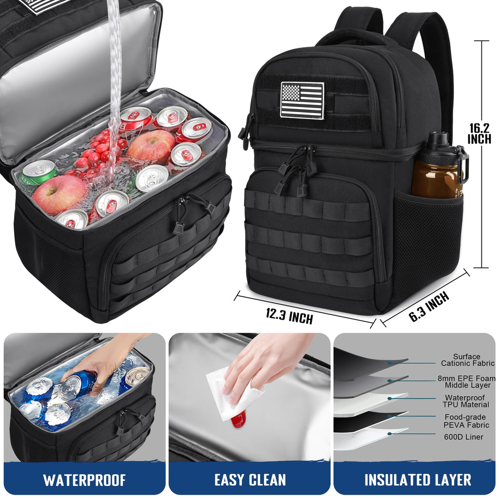 Black Insulated Leakproof Lunch Backpack X54422