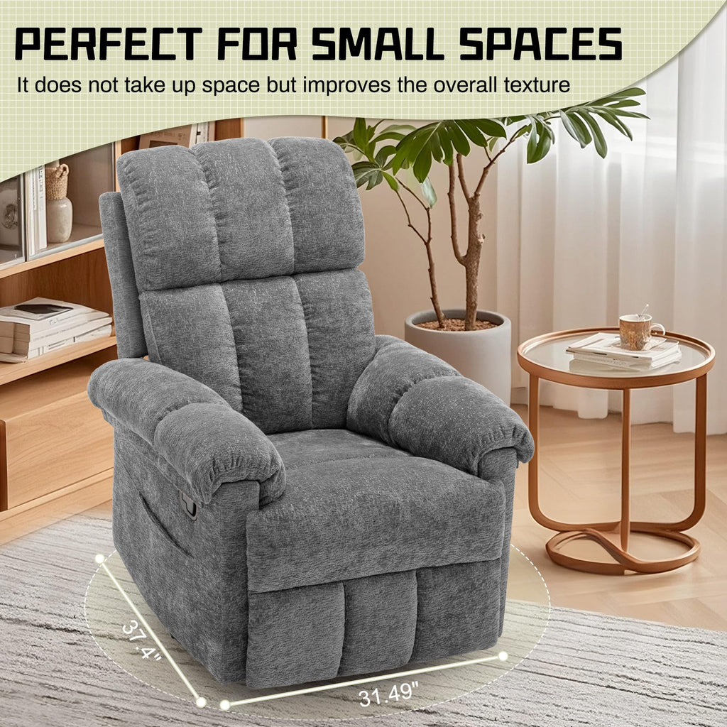 Grey Chenille Swivel Rocker Recliner Chair Z578