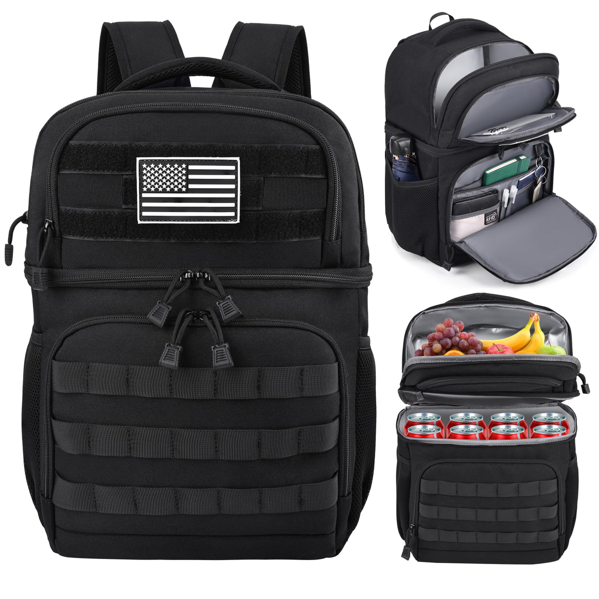 Black Insulated Leakproof Lunch Backpack X54422