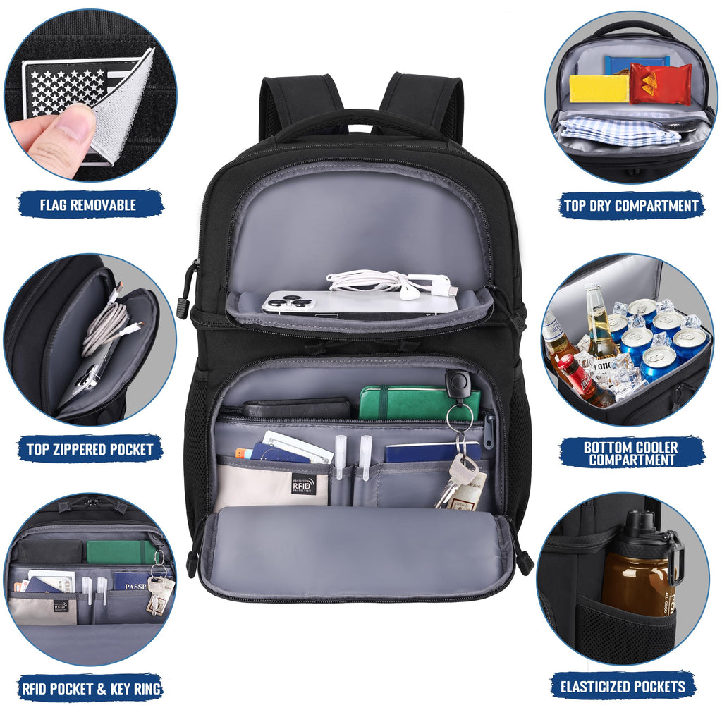 Black Insulated Leakproof Lunch Backpack X54422