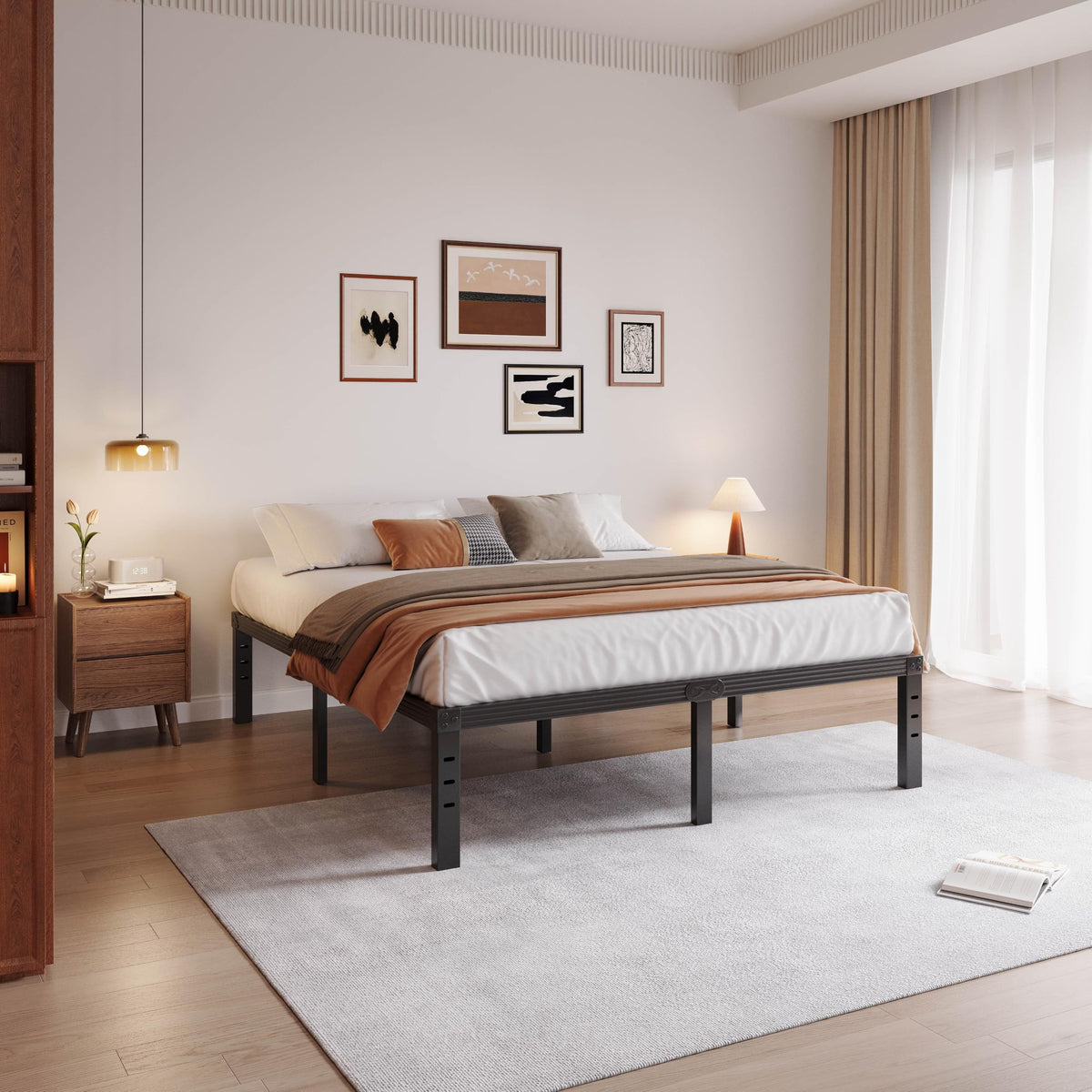 Black 18" Metal Queen Bed Frame K4141
