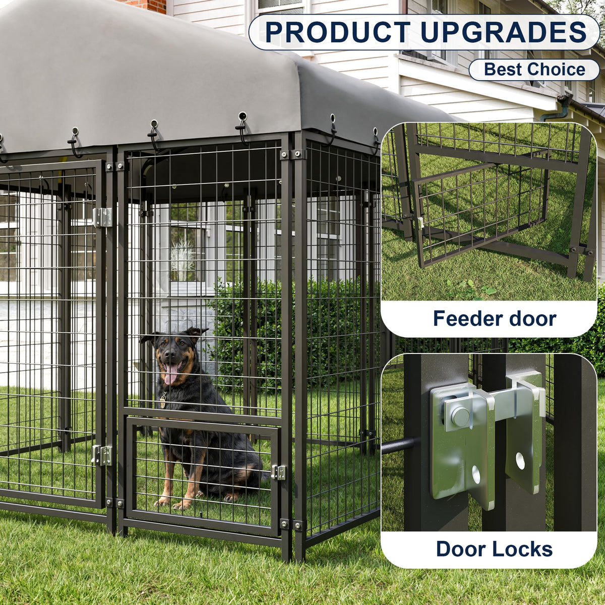 10X10FT Double Door Dog Kennel with Roof R432