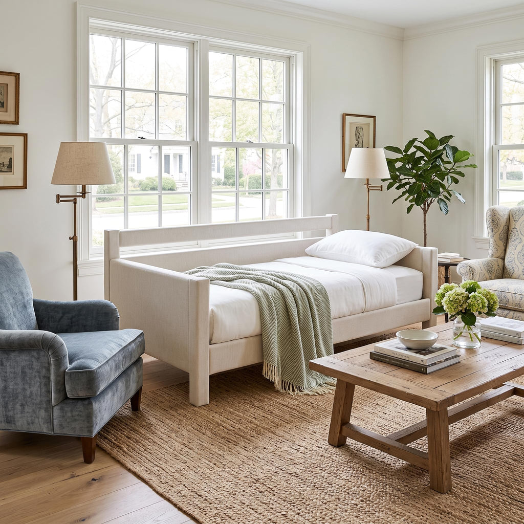 Twin Size Upholstered Platform Daybed with Headboard D308